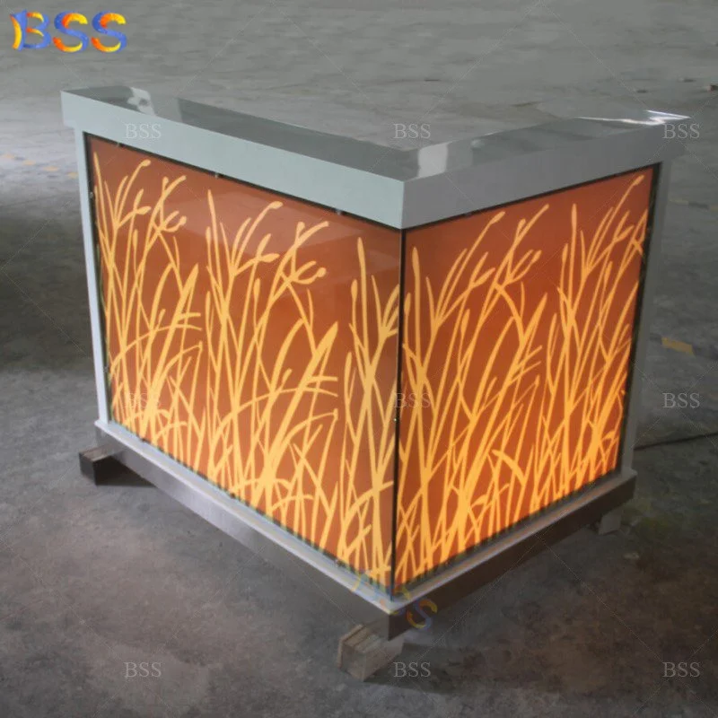 Small Restaurant Furniture Cash Counter Modern Design Fancy Gloss White Marble Top L Shape Restaurant Cash Counter With Light