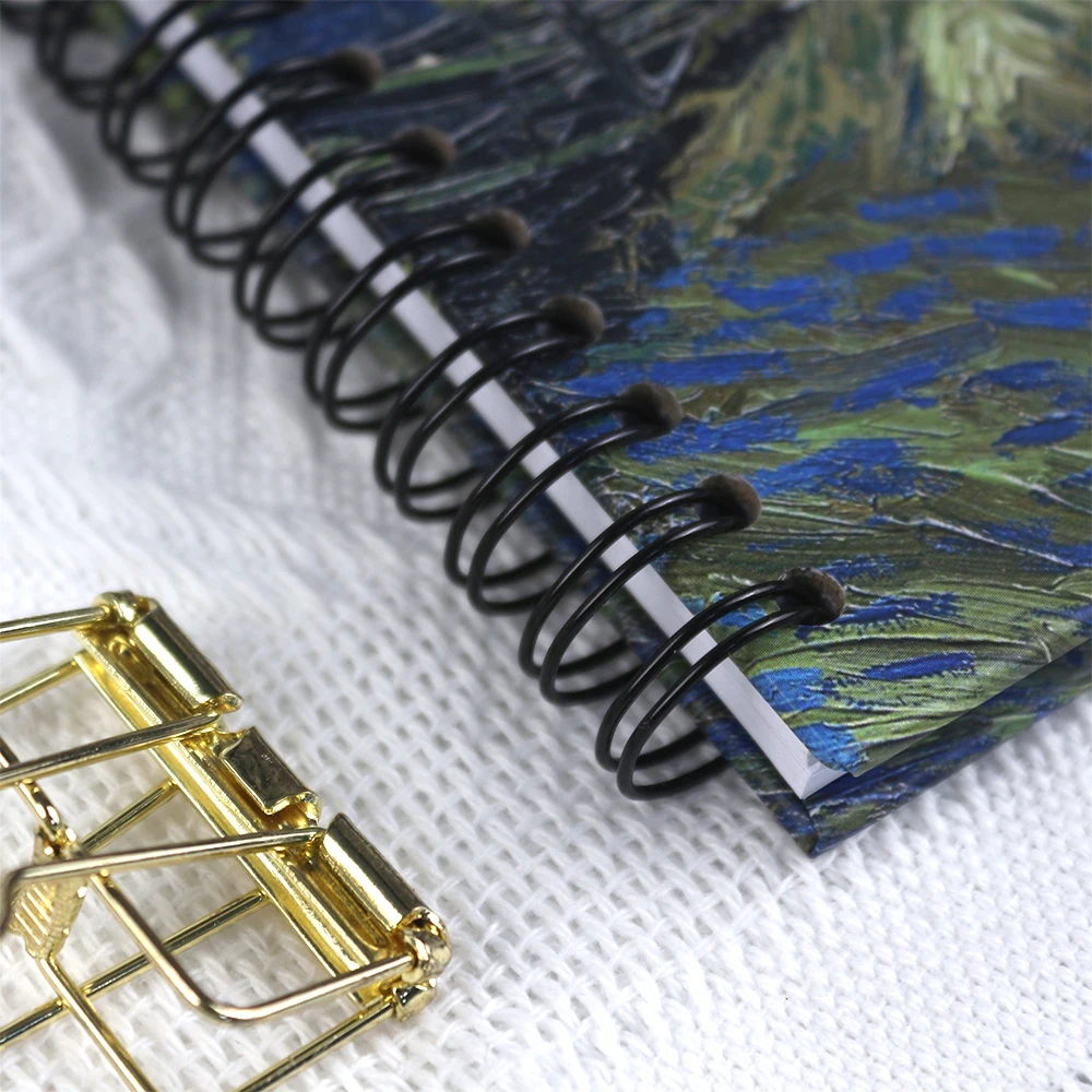 Custom create luxury wire spiral A5 A4 business diary gold elastic closure journals notebook custom printing