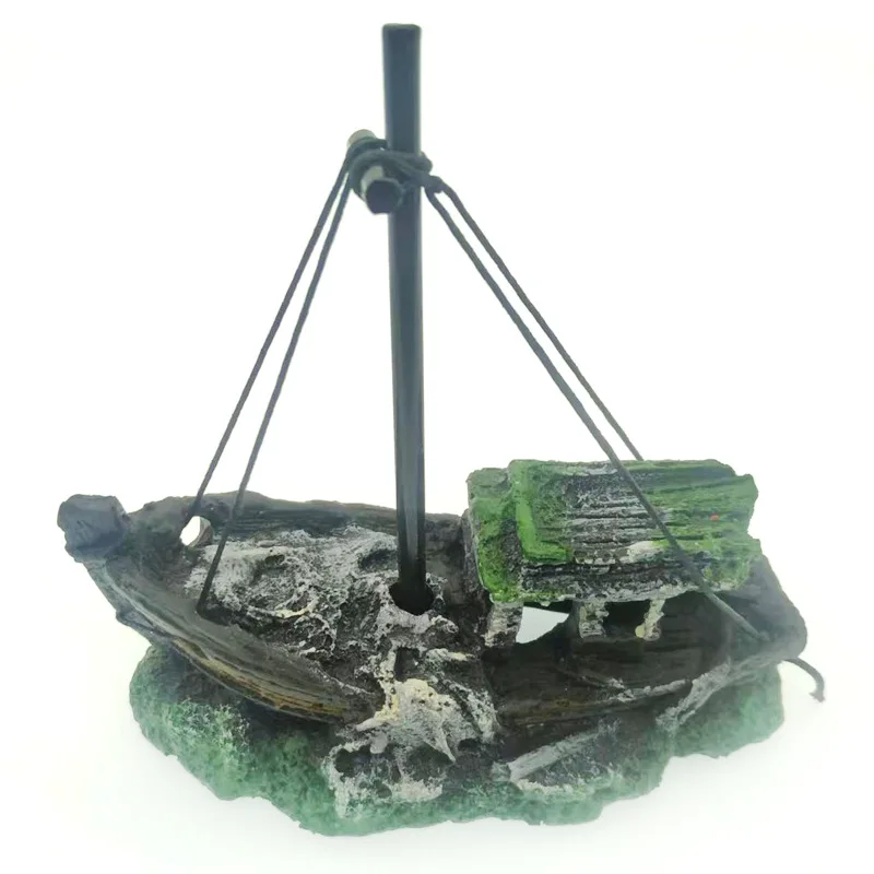 Hot Selling Resin Fish Tank Decoration Aquarium Ornaments Shipwreck Landscape Aquarium BoatHot Pirate ship