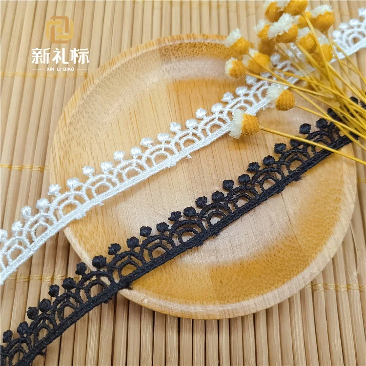Polyester embroidery white bridal dress decorative lace Polyester embroidery lace trimming Lolita costume