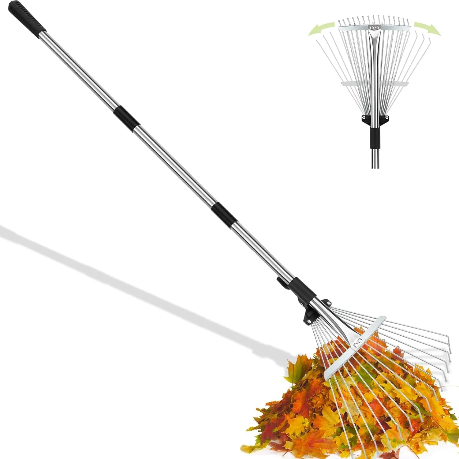 Wire ,grass ,eaf rake telescopic pole dead leaf and lawn rake Popular 15-tooth double-extension grass Wire rake