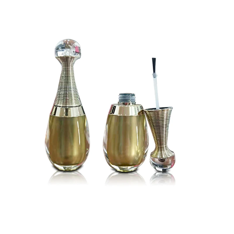 Оптовая продажа маленький золотой пустой Гель-лак для ногтей пластиковая бутылка с кисточкой