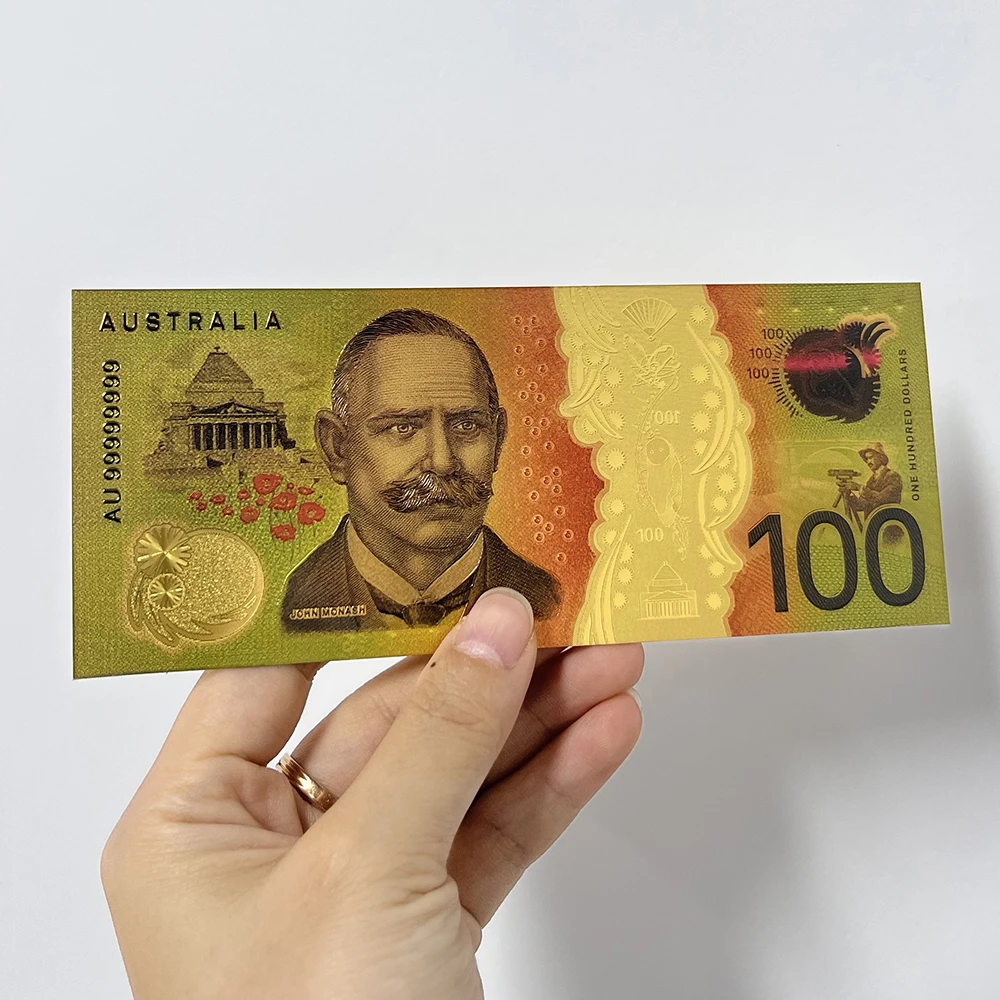 Australia Colored Gold Banknote 5 10 20 50 100 Dollar Bill Collection for Business Gift