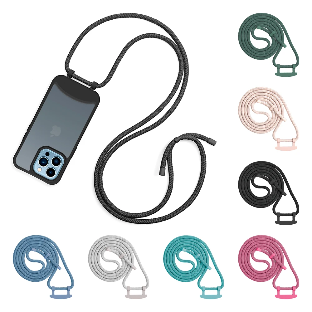 Cell Phone Cover TPU PC 2 In 1 Necklace Strap Crossbody Mobile Phone Case For Iphone 14 13 12 11 Pro Max XR 7/8 Plus X XS