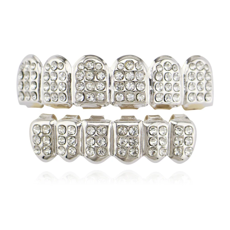 
Hip-hop Jewelry creative Copper Rhinestone Teeth Grillz set Jewelry Wholesale 