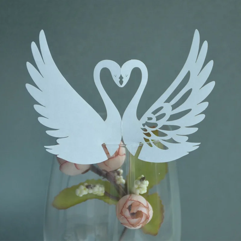 Colorful peacock laser cut  paper crafts place cards for wine glass