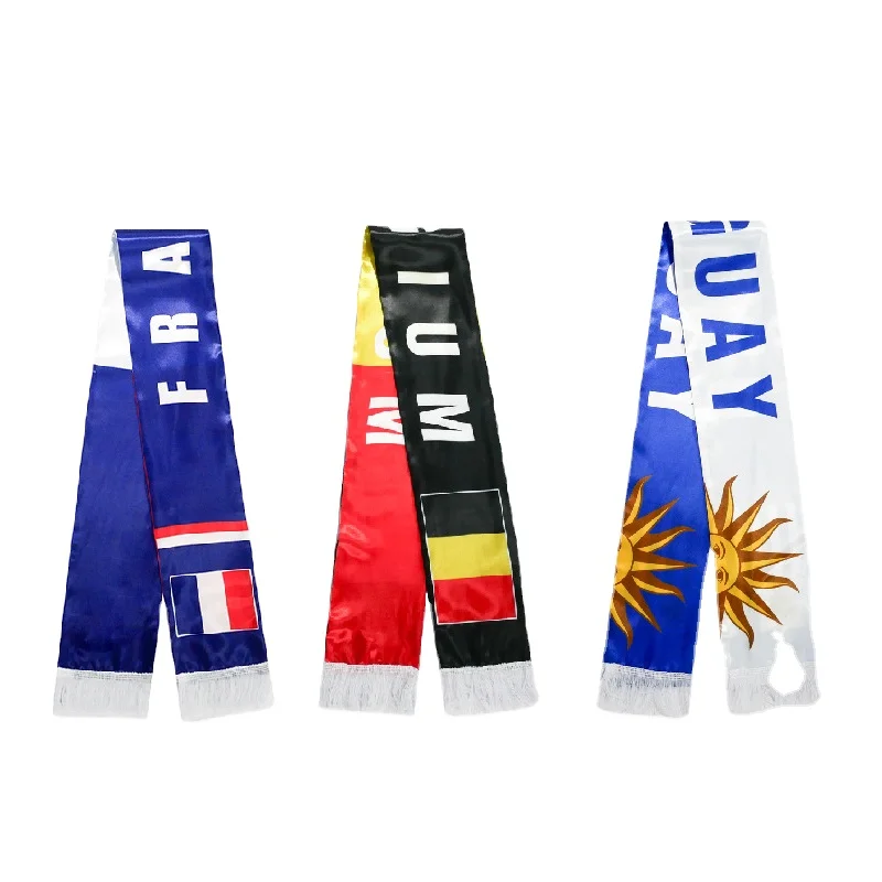 Wholesale Cheap Price Palestine France Flag Competition Football Fans Products Cheer Scarf Satin Silk Scarf For Sports Team Fan
