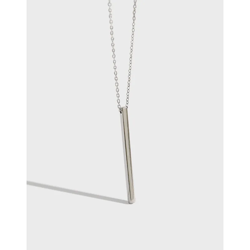 Tonglin 925 sterling silver Japanese and Korean style simple geometric square bar silver necklace jewelry For Women