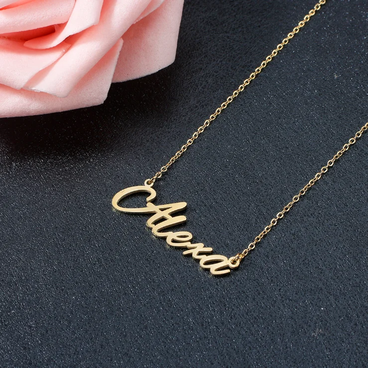 Personalise Horoscope Plate Custom Jewelry Personalized Letter Double Name Gold Plated Zodiac Sign Necklace