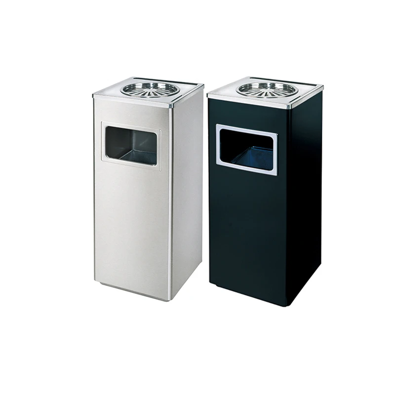 Steel Ash Barrel for Outdoor Storage Airport Subway Station Rubbish Bin with Lid Hotel Garden Garbage Shopping Mall Trash Can