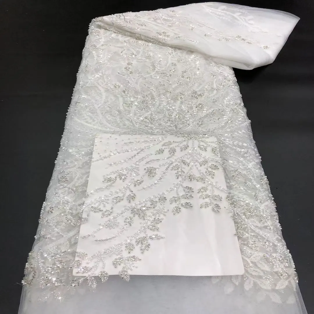handwork white sequin beads tulle  lace  bridal lace for wedding