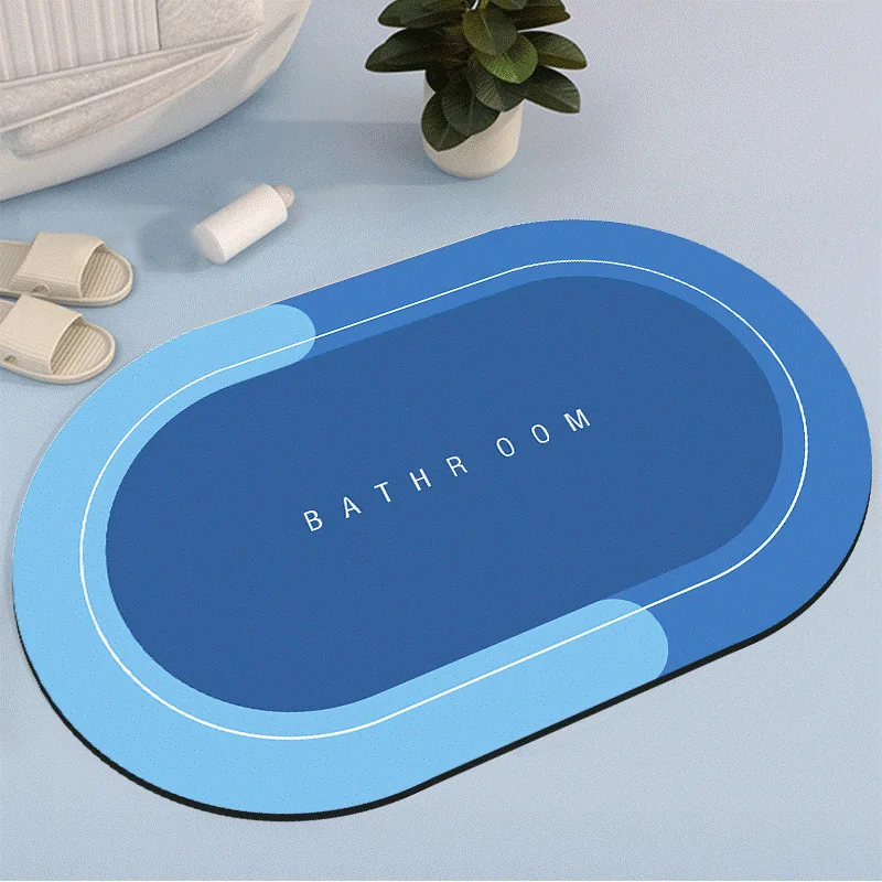 PVC Diatomite Mud Cushion Water-Absorbing Mat Quick-Drying Non-Slip Foot Pad for Bathroom Kitchen Oil-Proof Household Door Mat