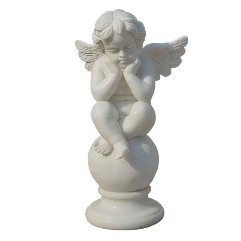 Cute Angel baby marble statues Natural granite stone carving angel baby statues