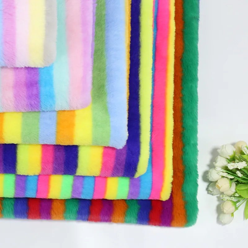 2021 Новый кроличий волос 100 полиэстер высокого качества цвет Радужная меховая ткань высокого качества оптовая цена
