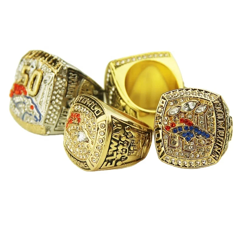 Four Styles rings of Denver Broncos Championship Rings with high quality alloy material and gold-plated