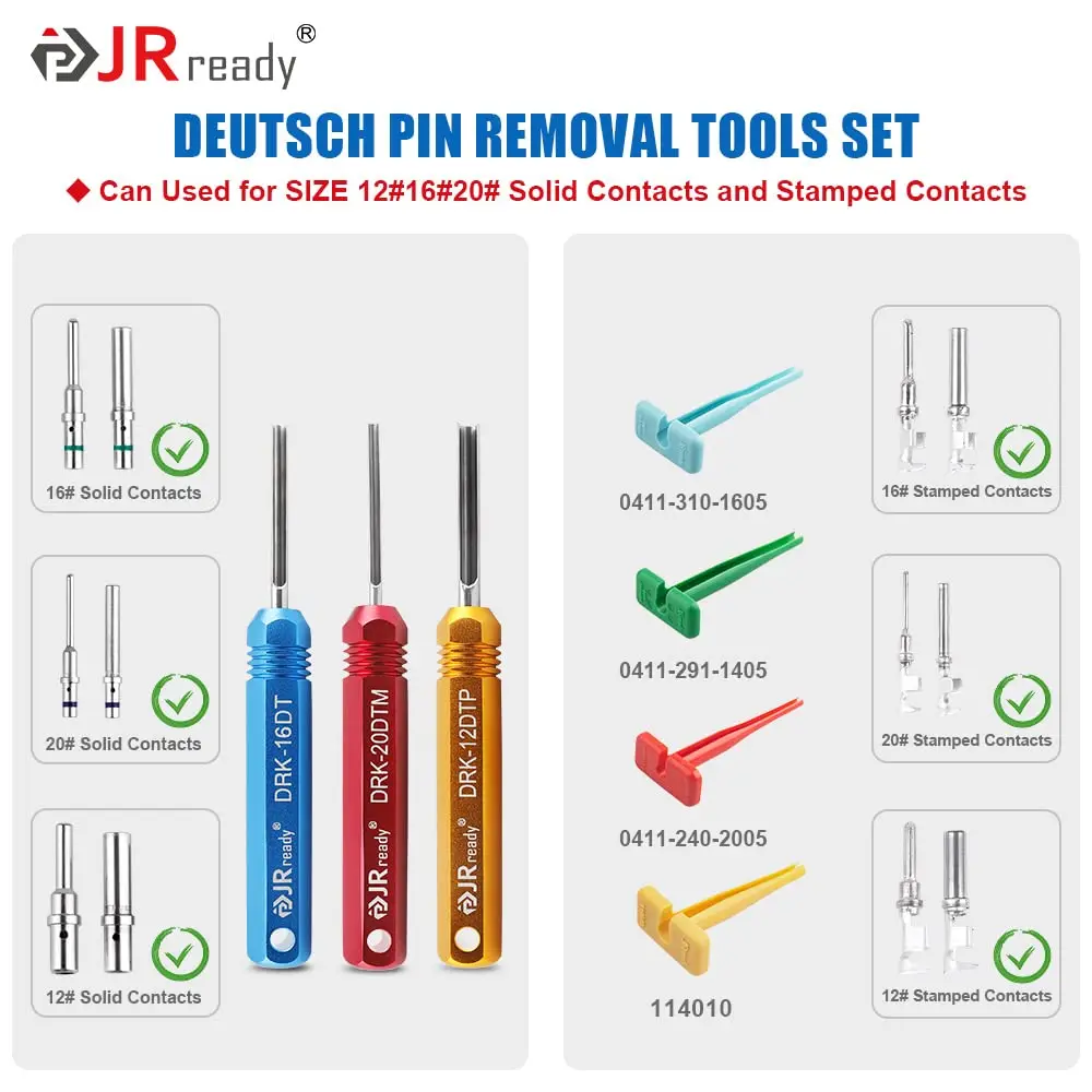JRready ST5236 Deutsch Pin Extractor инструмент 16 #12 #20 # твердый/штампованный контакт 10-22