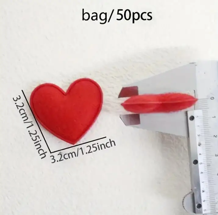 Red Felt Cloth Double Sided Love Valentine Heart DIY Craft Accessories for Valentine Decoration Headbands Shoes Bags Jewelry