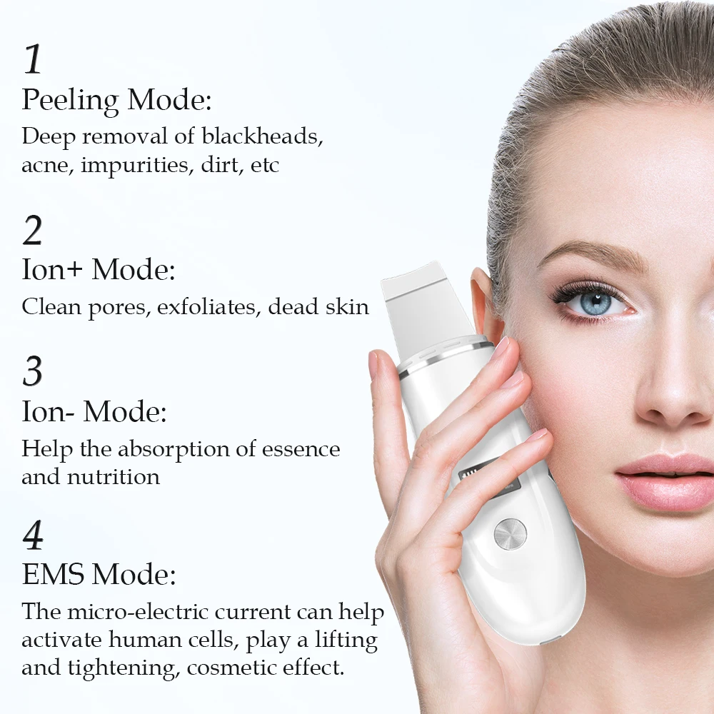 2024 new professional portable facial spatula ultrasonic skin scrubber shein tiktok hot selling face skin scrubber