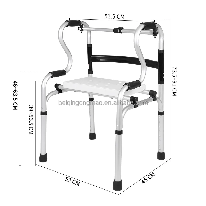 Rehabilitation Rollator Adjustable Anti Backfall Lower Limb Training Walking Stand Steel Walker Aid for Disabled Adults