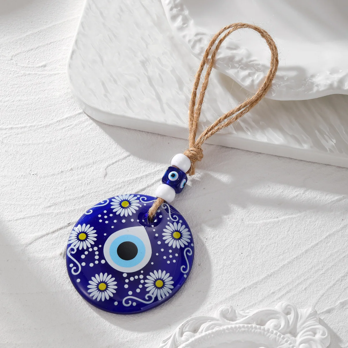 Ethnic Style Keychain Vintage Blue Resin PVC Painted printed pendant eye of the devil car pendant American village fine pendants