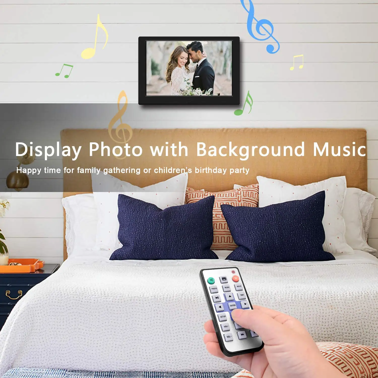 Support SD&USB Digital Photo Frame, 13-inch Digital Photo Frame with 1080P Video/Music/slideshow/Photo Deletion