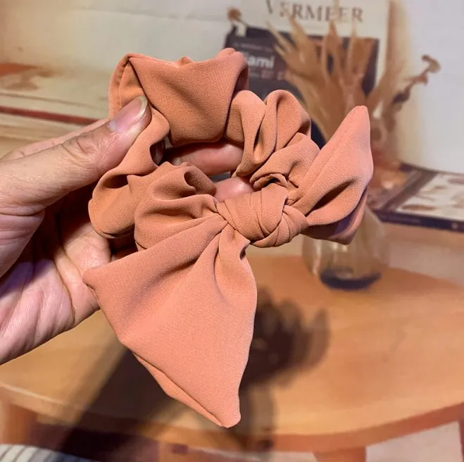 Autumn fragrant hemp french candy-colored hair with rope bow and floral ponytail hair tiara