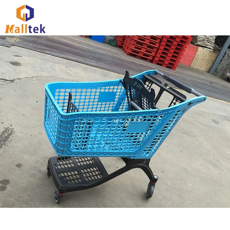Customized Grocery Store  Foldable   Rure Plastic Shopping Trolley Cart