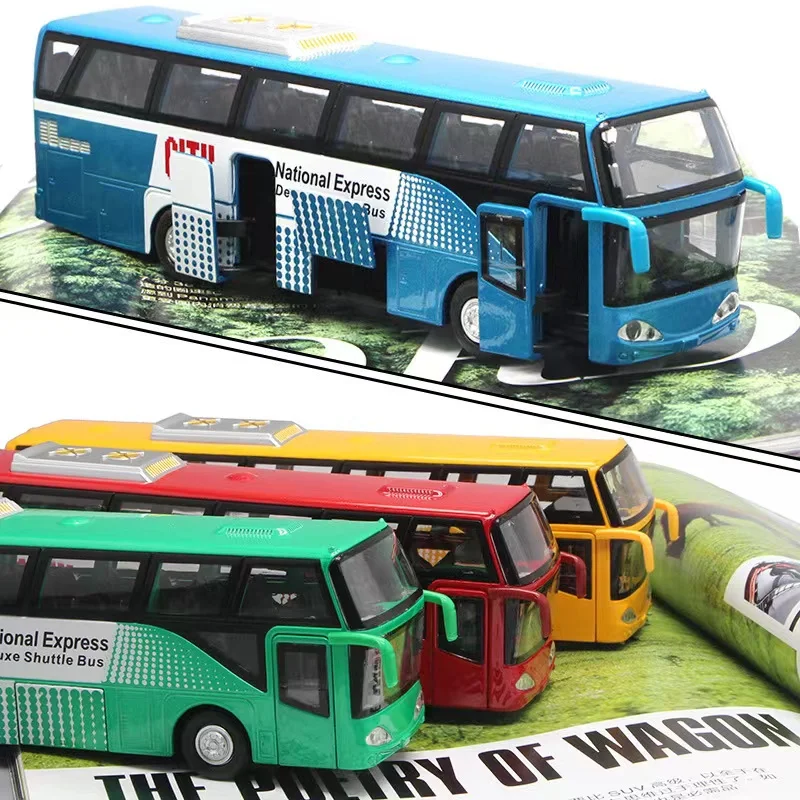 Doors open Pull Back OEM ODM high quality christmas gift children diecast metal model bus big kids toy bus