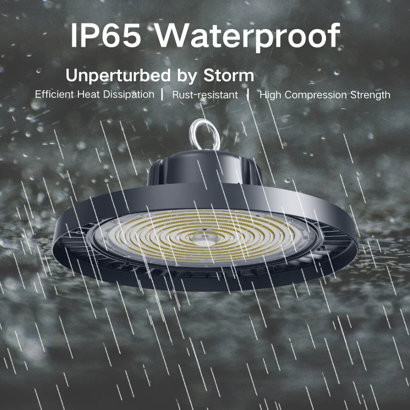 Низкая цена 100 ватт IP65 Водонепроницаемый пылезащитный длинный свет для складской мастерской UFO high bay lights