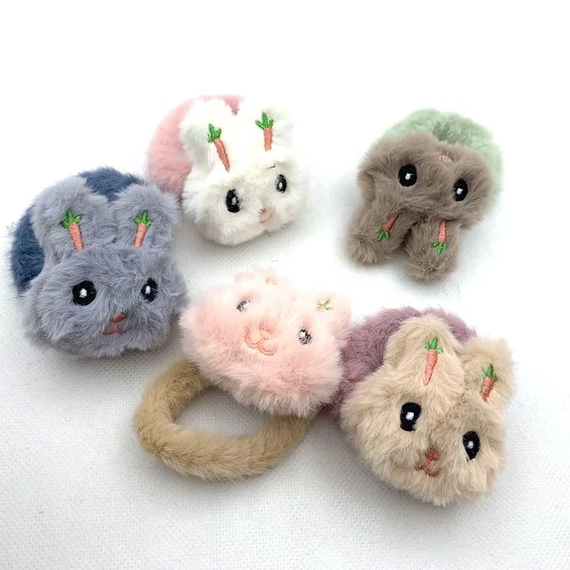 Милая женская резинка для волос Kawaii пушистые резинки с животными кроличьи вязания