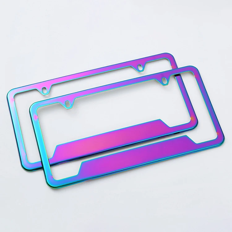Rainbow Shading License Plate Frame Aluminum Board Frames Theft-Proof Frames Custom Colorful Dye License Plate Holder