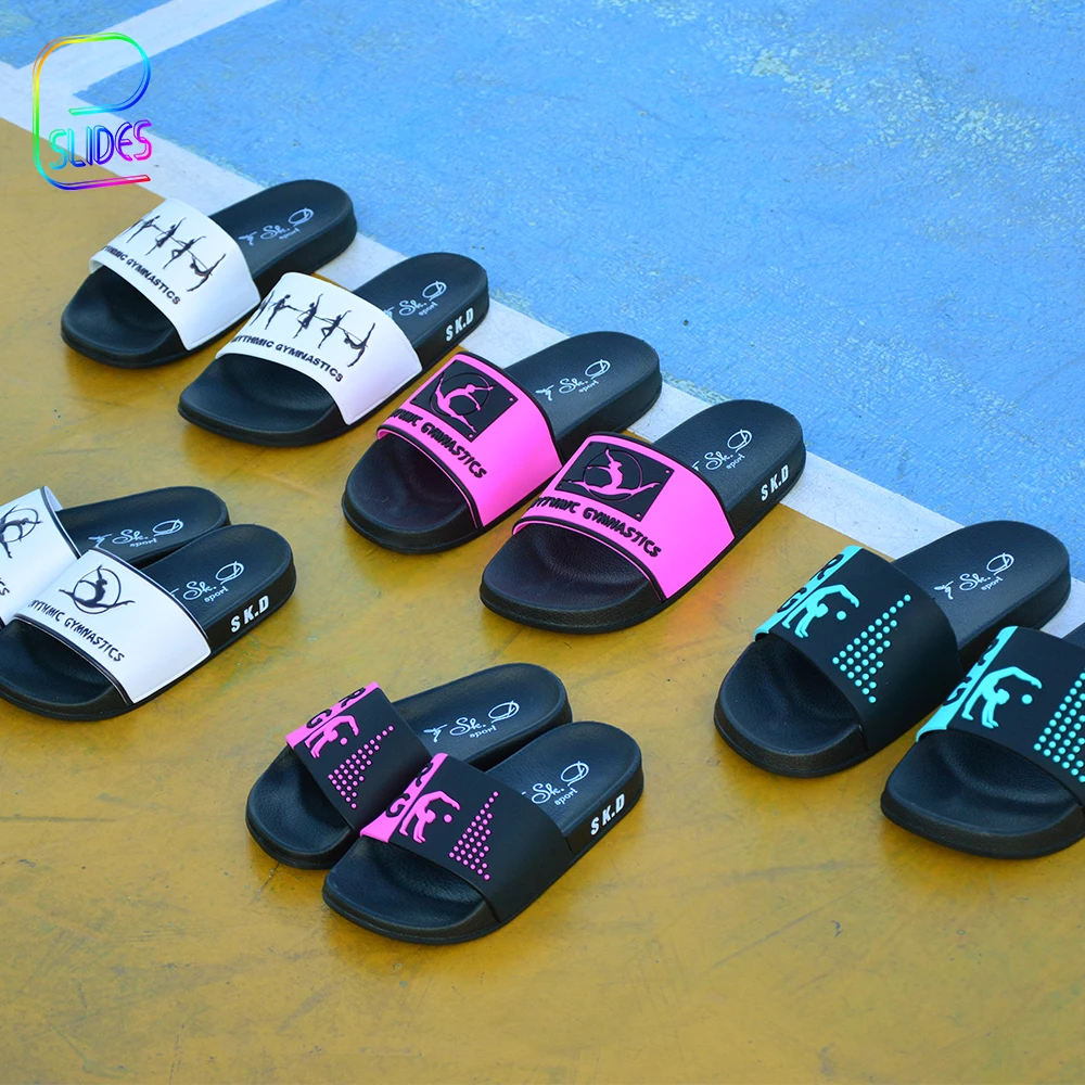 Popular Style Sports Gym Custom Color PVC Sandals Girl Flat Printing Logo Slides Shower Flip Flops Children