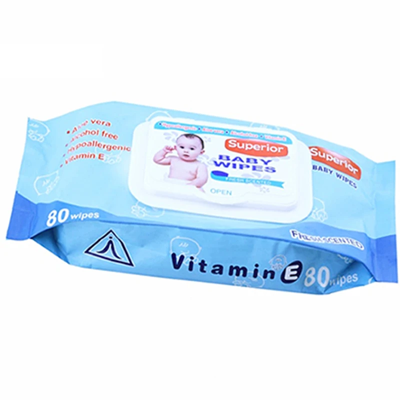 OEM Free Sample Vitamin E Cleaning Push Magic Baby Wet Tissues Skin Care Soft Baby Wipes 80ct