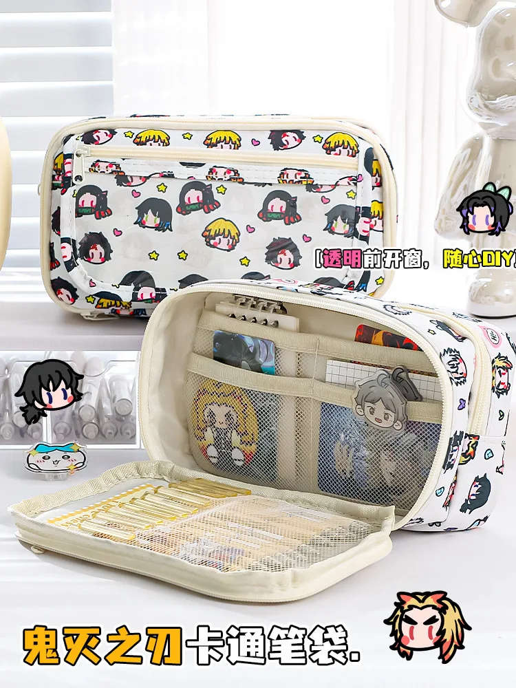 2025 Kawaii Anime Ita Bag Large Capacity Pencil Canvas Stationery Holder Bag Children Pen School Supplies Gift
