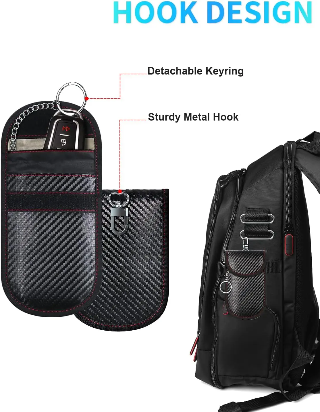 Faraday Bag for Car Key Fob 2 Pack Cage Protector, Car RFID Signal Blocking Anti-Hacking Case Blocker, Anti-Theft Scanning Pouch