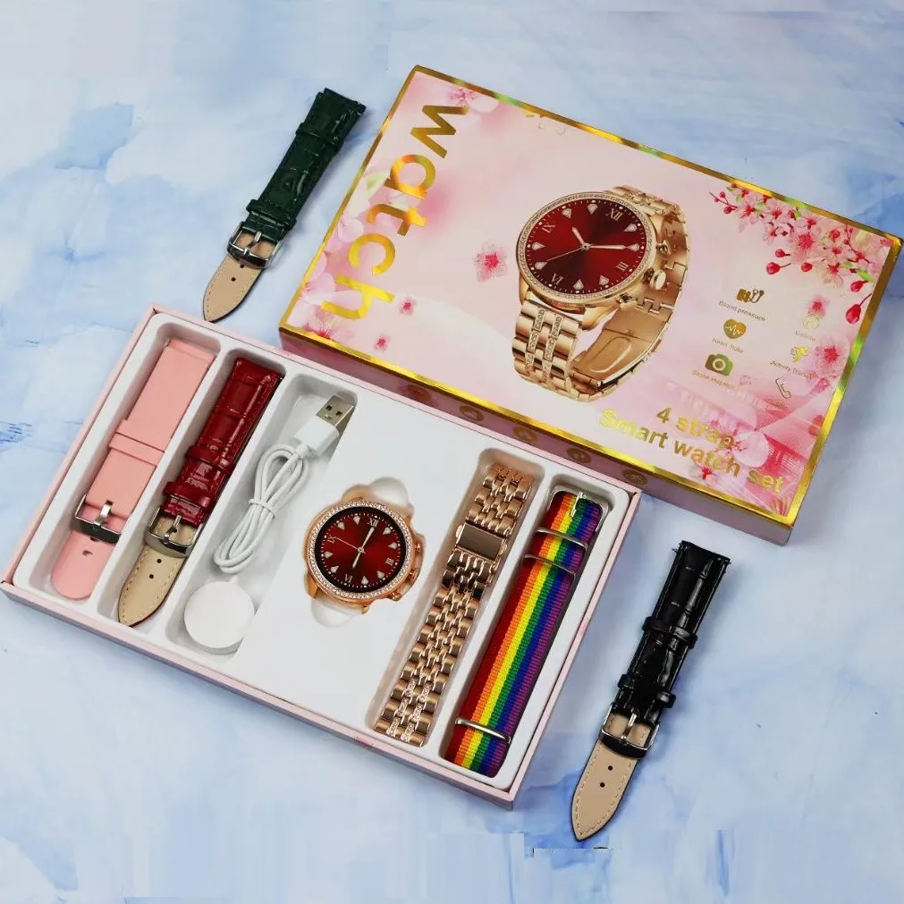 Newest Gen9 Max Smartwatches Reloj Intelligent Golden Steel 4 Straps Set Gold Female Ladies Women Gen9max Gen 9 Max Smart Watch