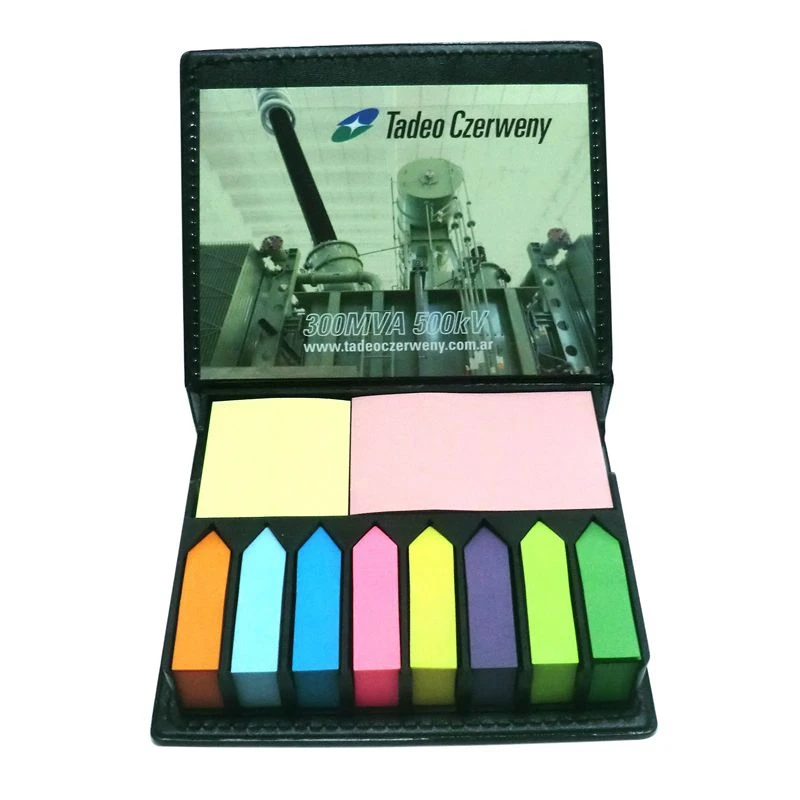 
PU leather box sticky notes memo set calendar with sticky note pad 
