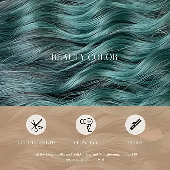 14 Inch Short Curly Mix Green Bob Wigs for Women Synthetic Wigs with Bangs ombre short curly  wig