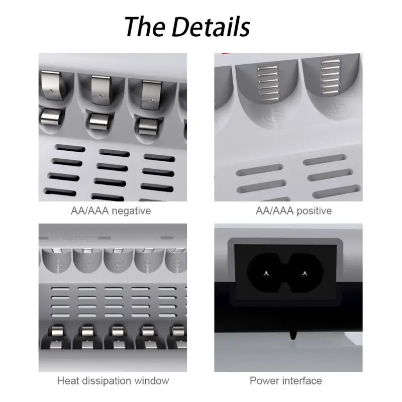 
8 Slots Smart Intelligent Charger Fast Charging Device with LED Display for AA/AAA Ni-MH/Ni-Cd Rechargeable Battery 