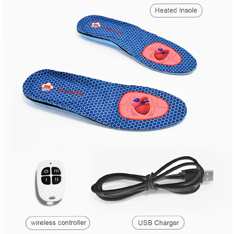 Bulk Spot Wholesale Usb Heated Shoe Inserts Insoles Remote Control 3.7V 1600MAH Warming Rechargeable Electrically Heating Insole