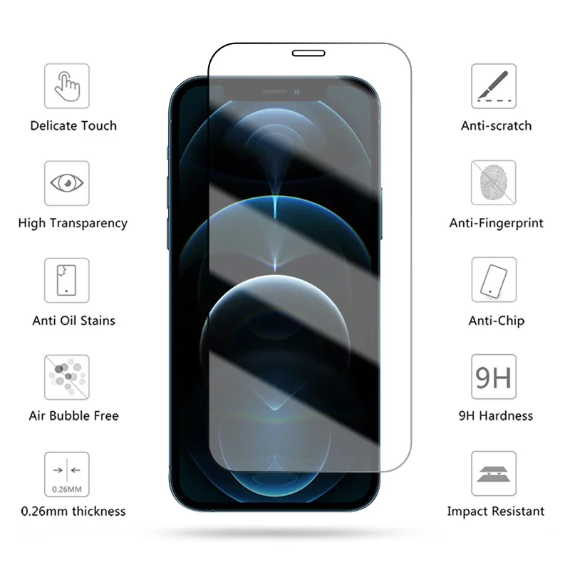 Лучшая цена для iphone 13 Защита экрана samsung 12 11 закаленное стекло xs x pro max xr 8 7 6 2.5d