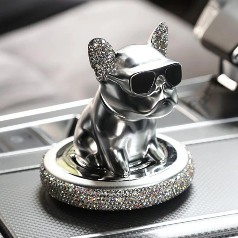 Crystal Diamond Dog Aromatherapy Car Accessories Interior Decoration Auto Ornaments Solid Perfume French Bulldog Car Fresheners