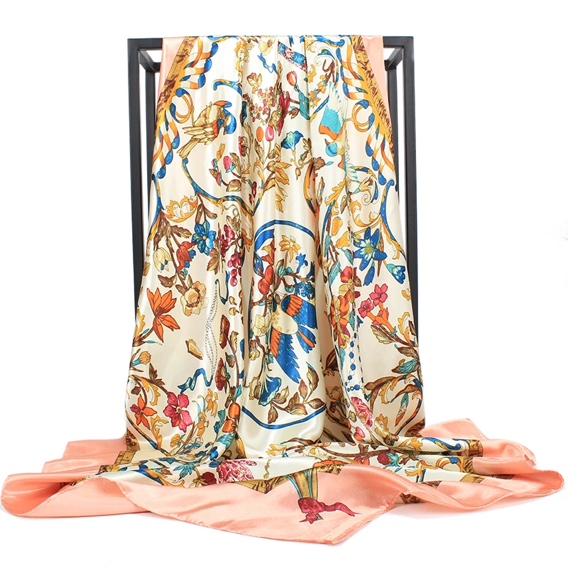 100% Handmade Screen Print Manufacturing 90 90 Square Twill Ladies Silk Scarves