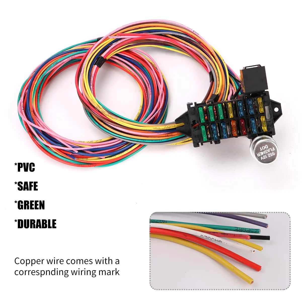 High quality 14 circuit wiring harness for street muscle car hot rod rat XL copper wiring harness 12 V wiring harness kit