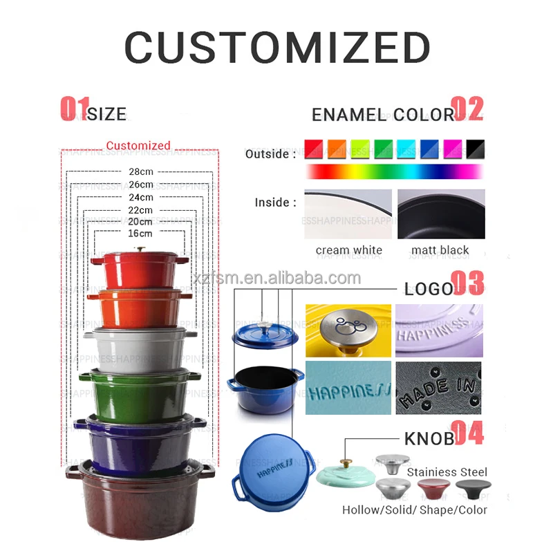 2024 Classic Design Cast Iron Casserole Cookware Home Kitchen Pumpkin Shaped Soup & Stock Pots Stew Commercial Restaurant Use