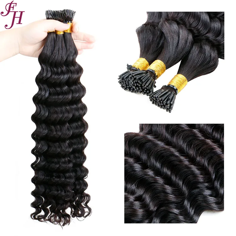 FH raw virgin cuticle aligned hair i tips loose deep wave keratin glue i tip hair micro braid hair extension