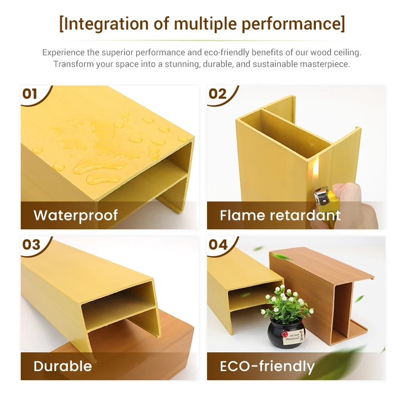 Anti-insect Indoor Baffle Stretch Ceiling Hollow Design WPC Ceiling