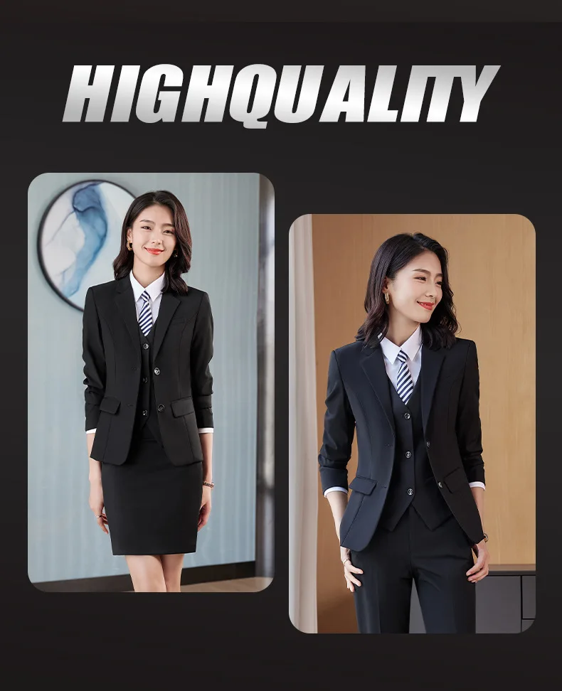 Custom Wholesale Suit 2pcs Office Suit Work Ladies Winter Thick Suit Business Formal