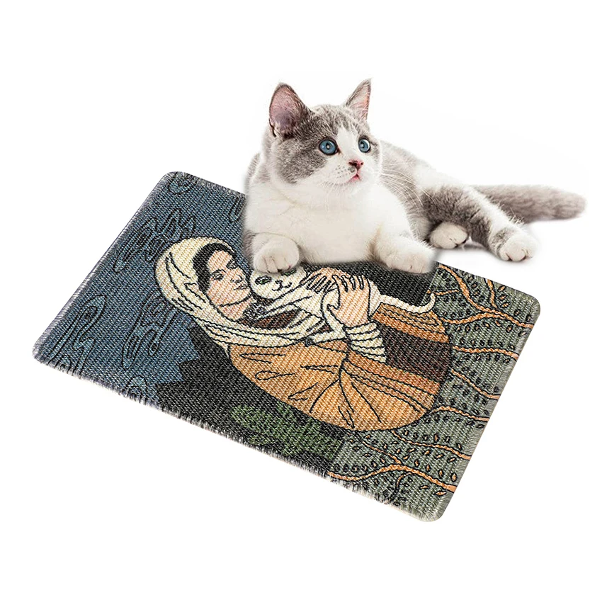 Cat Scratcher Mat,  Natural Sisal Scratching Mat with  Tape,Stick on Floor and Wall