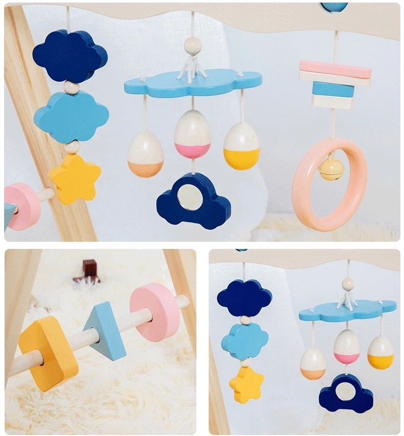 Winning Design Activity Baby Gym Wooden Fitness Frame Toys Play Hanging Crochet Hanging Dolls Beech Play Foldable Gym Wood Toy